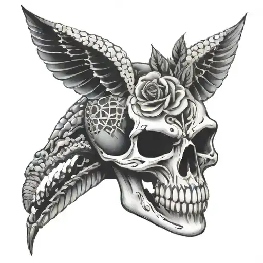 king cobra rose crow skull tattoo design idea