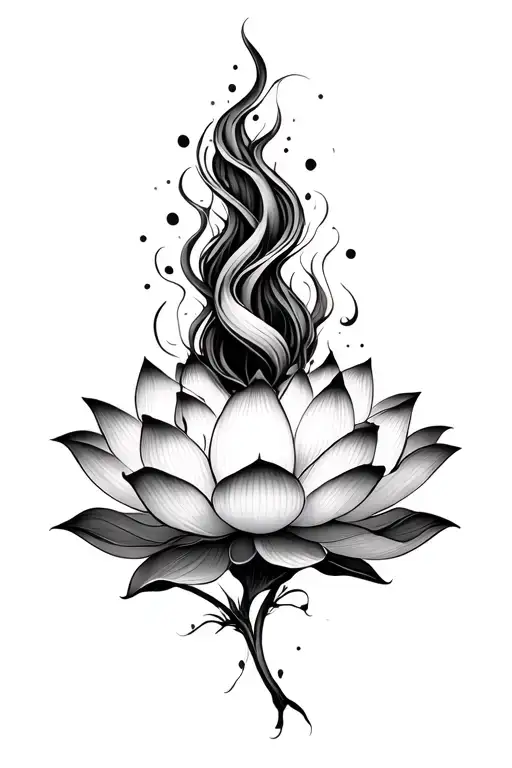 Lotus flower with Unalome coming out of the flower tattoo design idea