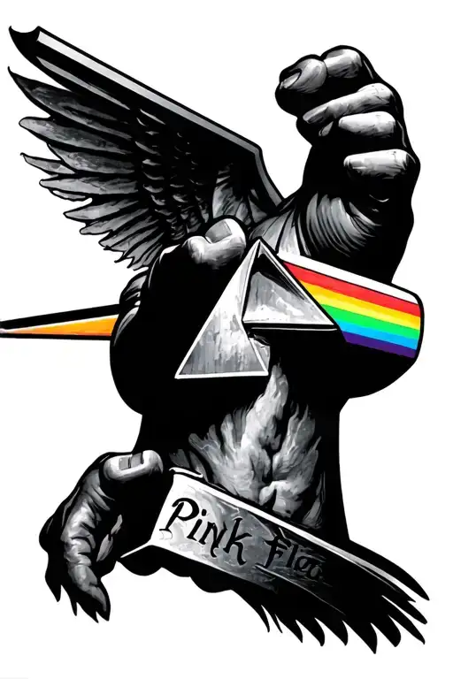 pink floyd the wall fist tattoo design idea
