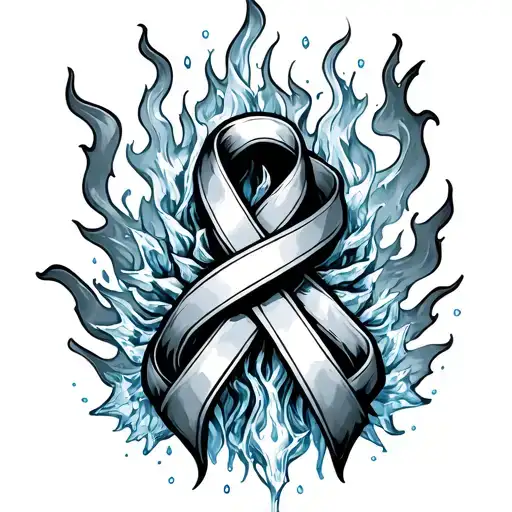 ribbon with ice and fire then something to represent a spinal cord stimulator  tattoo design idea