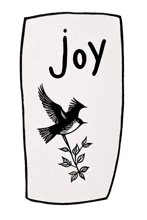 joy with a bird flying tattoo design idea
