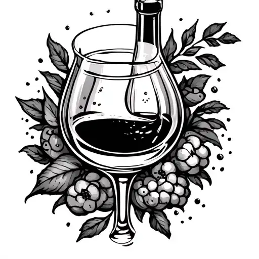 whisky wine puzza tattoo design idea