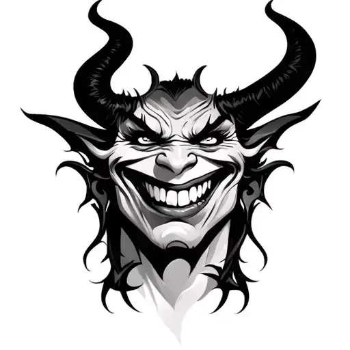 Create a tattoo on the face, the smile of the demon tattoo design idea