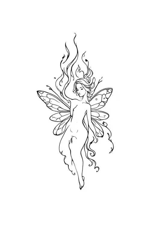 magic fairy fires tattoo design idea