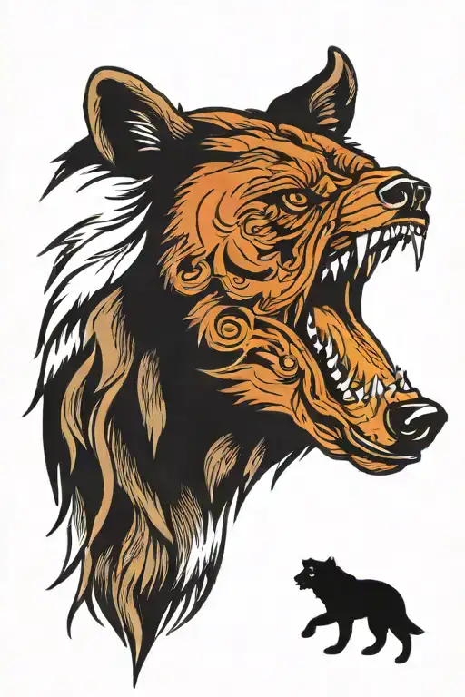 bear wolf head tattoo design idea