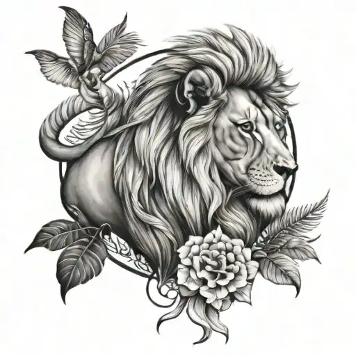 lion and flamingo tattoo design tattoo design idea