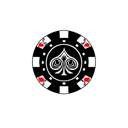 poker chip with bowling pins in the background tattoo design idea