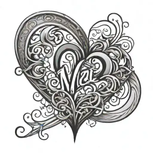 Create a tattoo which the outline of a heart in black with a heartbeat going through the middle and the name Mel include tattoo design idea