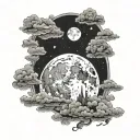 full moon and clouds tattoo design idea