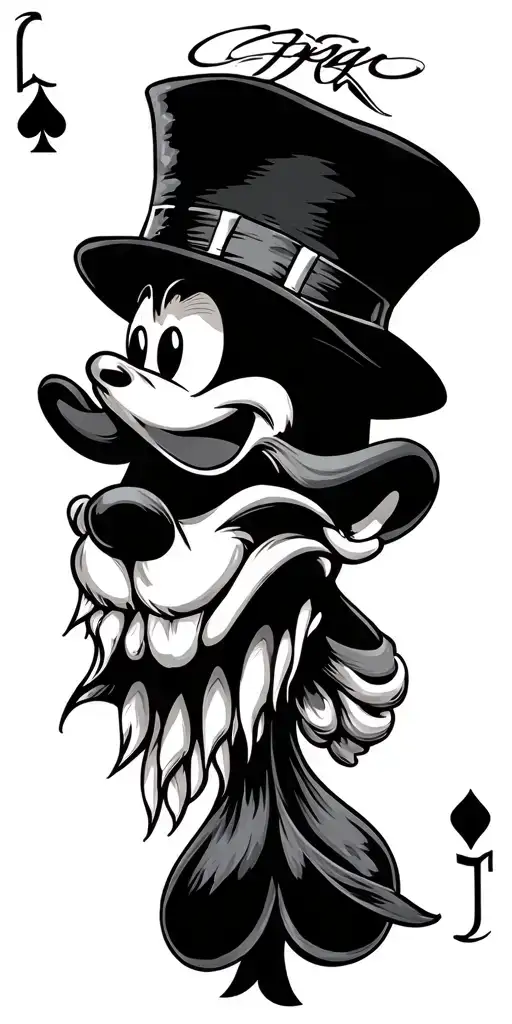 Gangster Disney ace spade card tattoo design idea