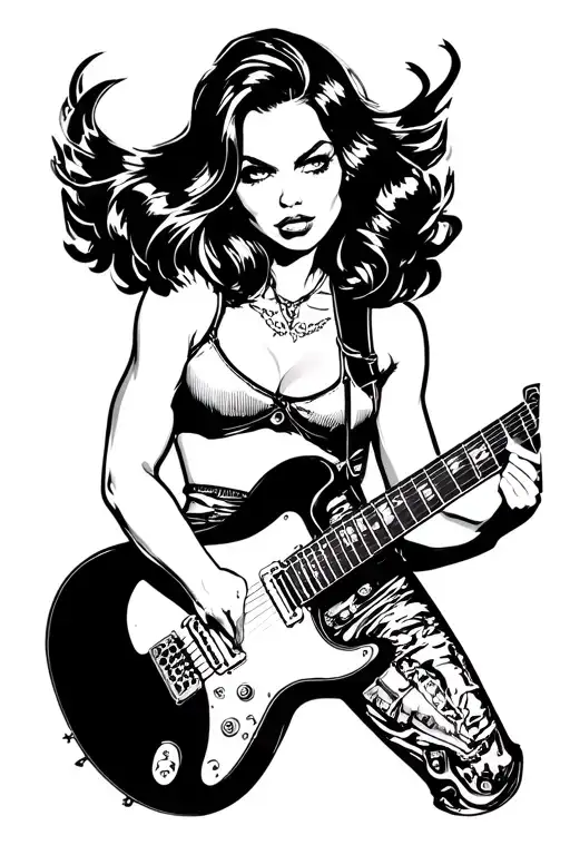 casey lynch from guitar hero as a pinup girl tattoo design idea