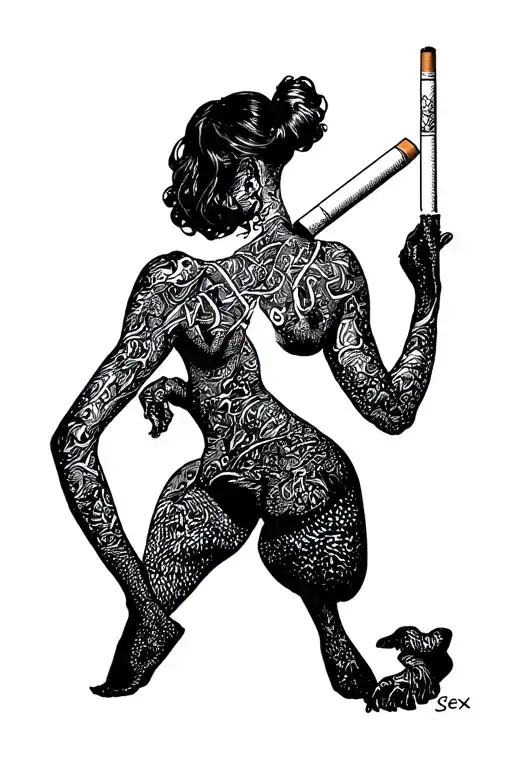 "Cigarette After Sex" minimal line art tattoo design idea