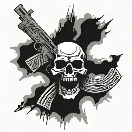 skull with AK 47 116 obor tattoo design idea