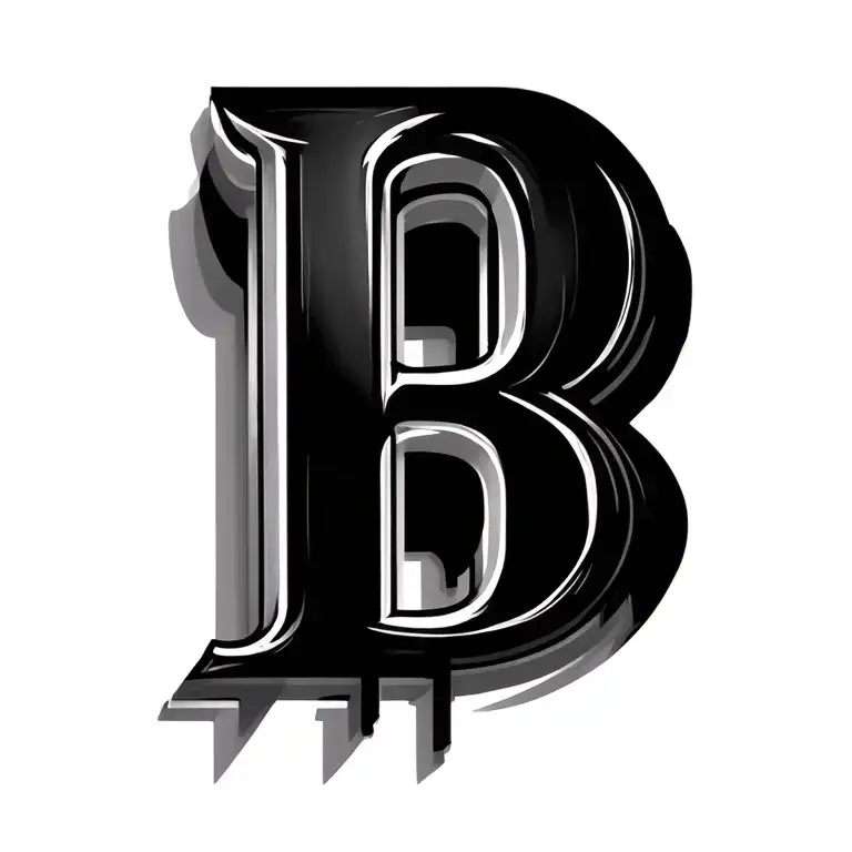 musical letter B 3D representation tattoo design idea