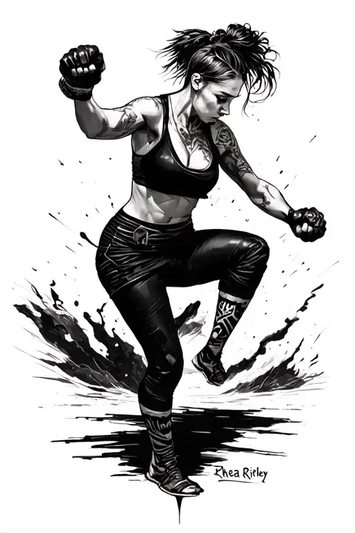 Rhea Ripley fighting tattoo design idea
