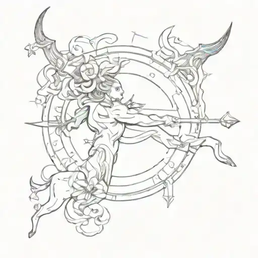 Sagittarius and Taurus zodiac symbol tattoo design idea