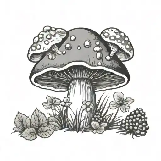 mushroom and berries  tattoo design idea