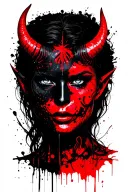 devil woman face tattoo design idea
