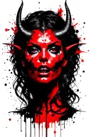 devil woman face tattoo design idea