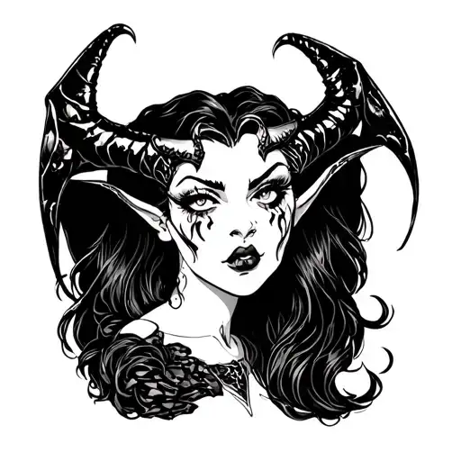 "Gamba Devil" succubus gambler tattoo design idea