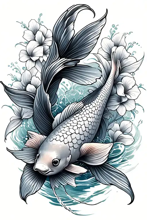 koi fish memorial for grandma tattoo design idea