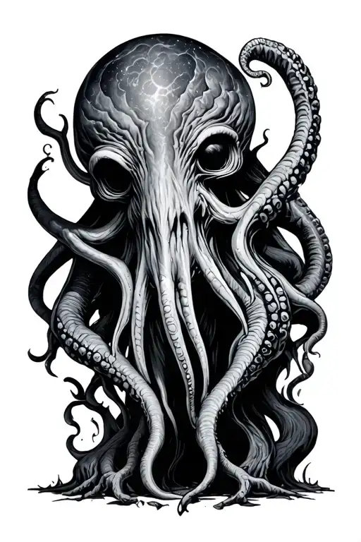 cosmic horror Cthulhu emerging tattoo design idea