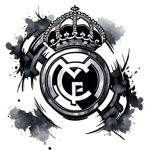 mosaic real madrid logo surrounded tattoo design idea