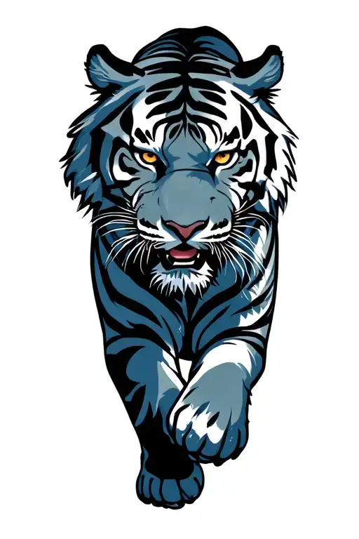 tiger walking tattoo design idea