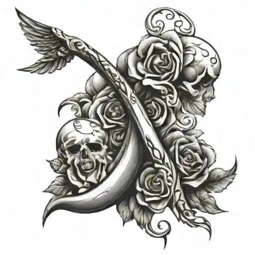 memento vivere, sickle tattoo design idea