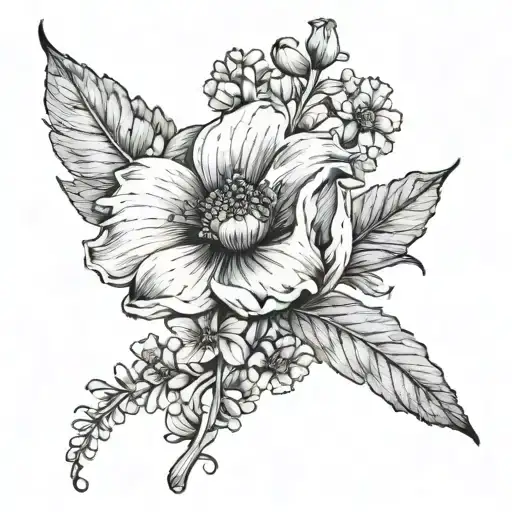neda flower with the seeds being semicolons tattoo design idea