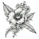 neda flower with the seeds being semicolons tattoo design idea