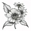 neda flower with the seeds being semicolons tattoo design idea