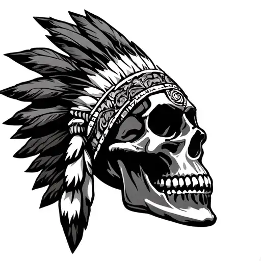 Native American skull tattoo design idea