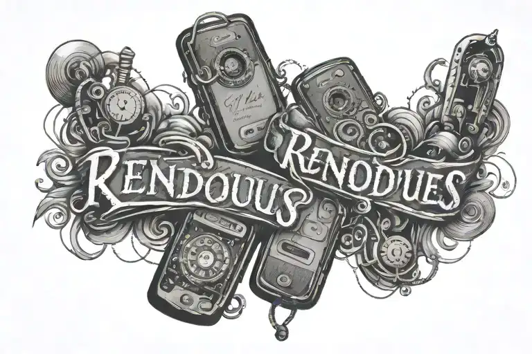 two phones with rendezvous written along tattoo design idea