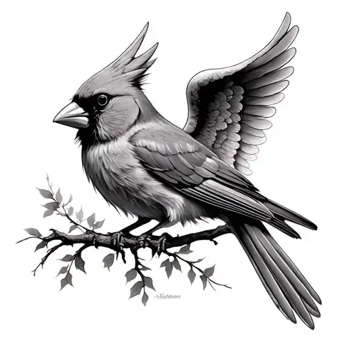 Cardinal With Angel Wings tattoo design idea