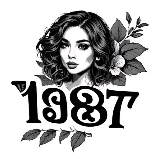Tini 1 inch tatto with the number 1987 fine line tattoo design idea