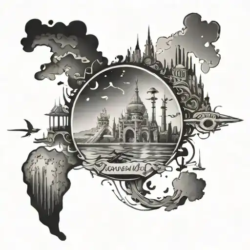 Wanderlust and travel tattoo design idea