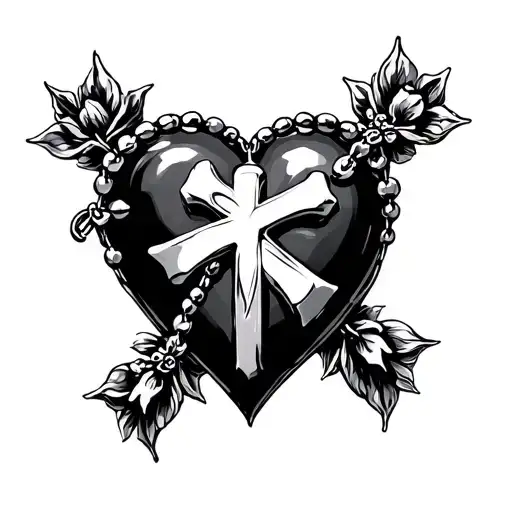 chrome heart Cross A Rosary tattoo design idea
