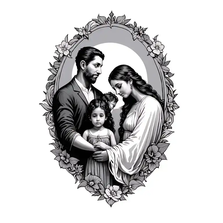 family, father, protector, family past, time passing by tattoo design idea