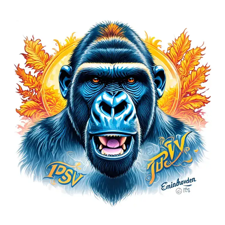 "PSV Eindhoven" Gorilla on the back facing tattoo design idea