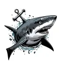  shark and anchor tattoo design idea