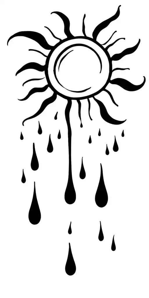 sun with rain falling off of the bottom tattoo design idea