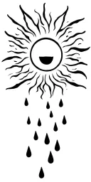 sun with rain falling off of the bottom tattoo design idea