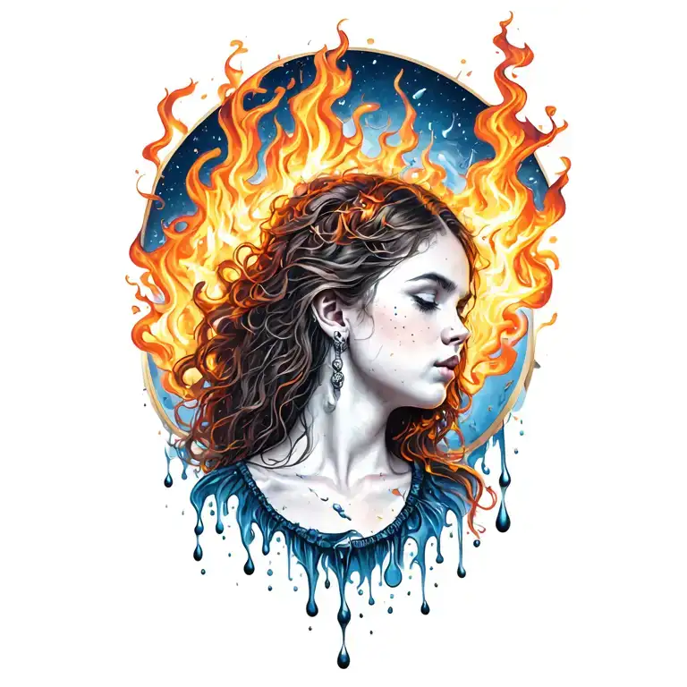 Fire And Rain tattoo design idea