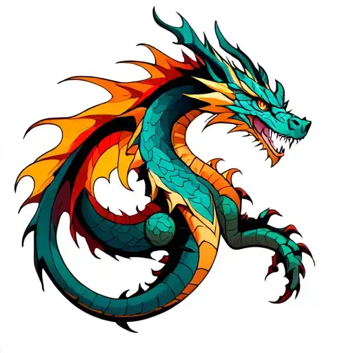 A mystical dragon in a tribal design, incorporating elements of anime aesthetics tattoo design idea