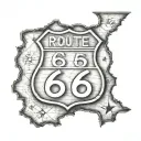 Route 66 sign with a road map in illinois tattoo design idea