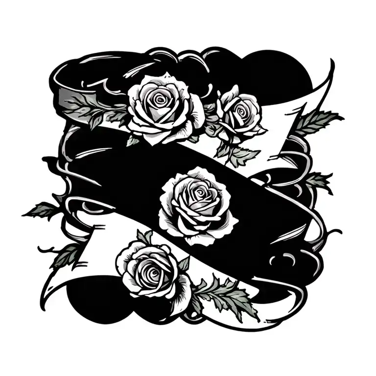 rose banner tattoo design idea