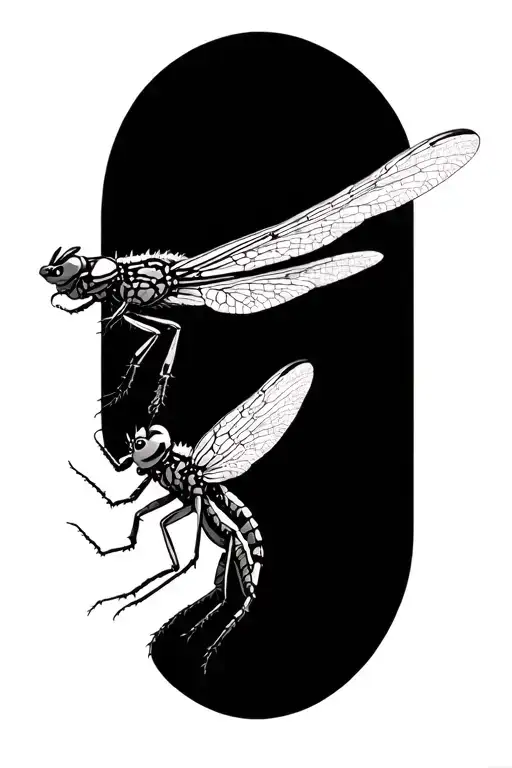 mechanical dragonfly landing tattoo design idea