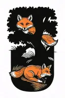 fox under a tree tattoo design idea