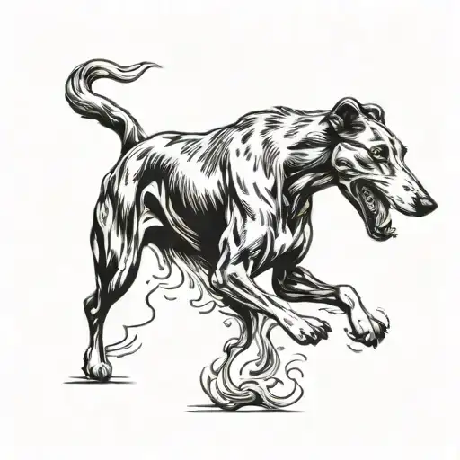 greyhound running outline tattoo design idea